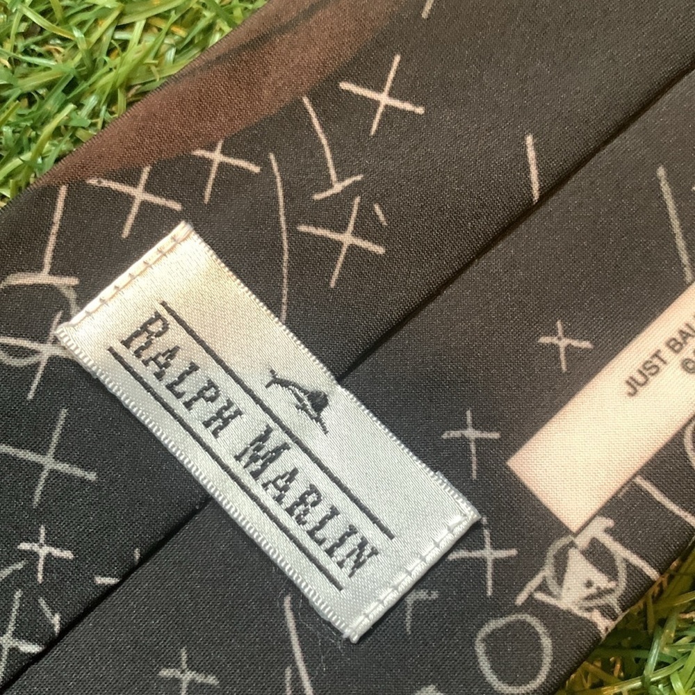 Y2K Ralph Marlin Vintage Football Pattern Men’s Dress Tie Super Bowl Party Coach - Picture 4 of 7